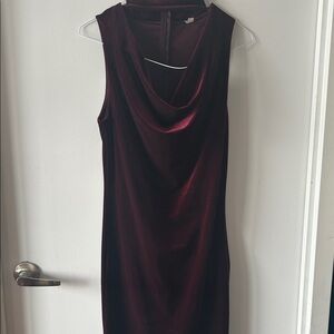 Cherry Mellow Burgundy Velvet Cowl Neck Dress| sz Large (but stretchy, varies)